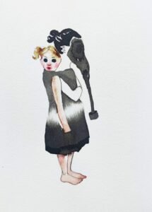 Niña con mascara, serie mascaras, acuarela, Josefina Madariaga