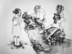 El funeral, carbonila sobre tela, Josefina Madariaga El funeral, carbonila sobre tela, Josefina Madariaga